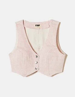 Veste sans Manches Vichy Blanc et^Tally Weijl Clearance