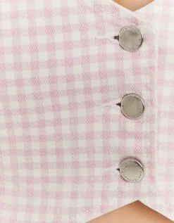 Veste sans Manches Vichy Blanc et^Tally Weijl Clearance