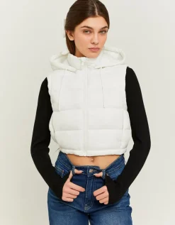 Veston matelassé court beige avec capuche^Tally Weijl Fashion