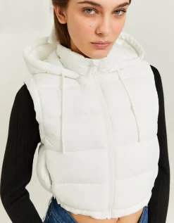 Veston matelassé court beige avec capuche^Tally Weijl Fashion